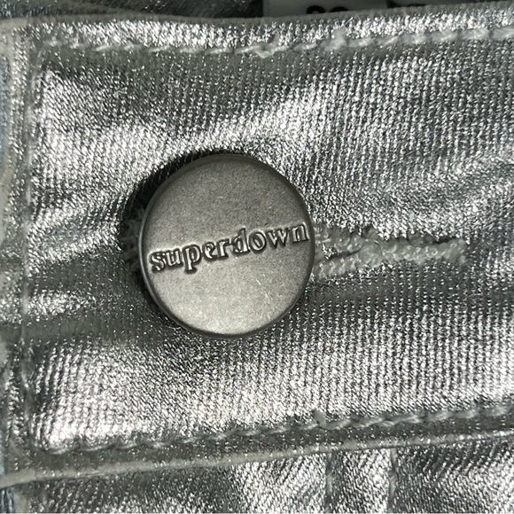 Revolve Superdown Regina Metallic Jean Size 32 In Silver Metallic Straight Leg - Picture 11 of 15